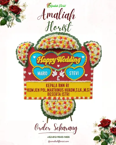 Karangan Papan Bunga Pernikahan di Asahduren